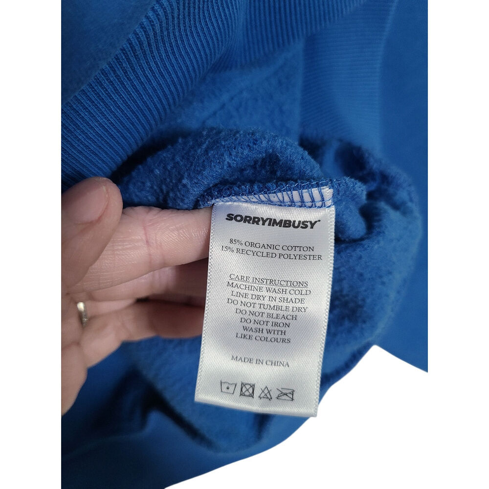 SORRYIMBUSY "Let Me Keep You Warm Hoodie" Blue Size Large - Picture 8 of 8